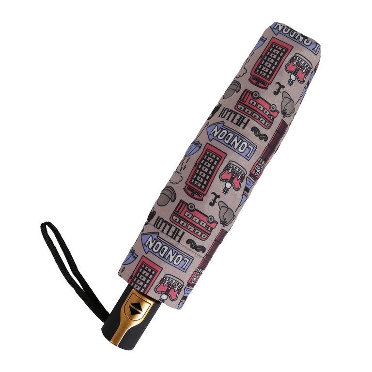 Зонт женский суперавтомат Fabretti, облегченный, 3 сложения, сатин, коричневый