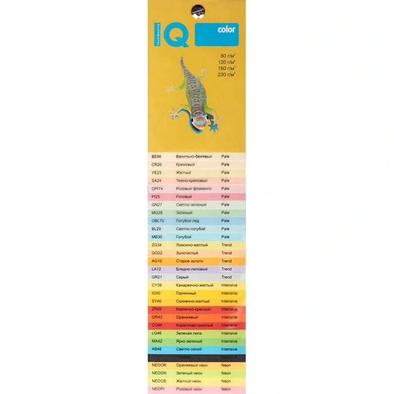 Бумага IQ neon 80 А4, 100 лист/уп, неон желтый