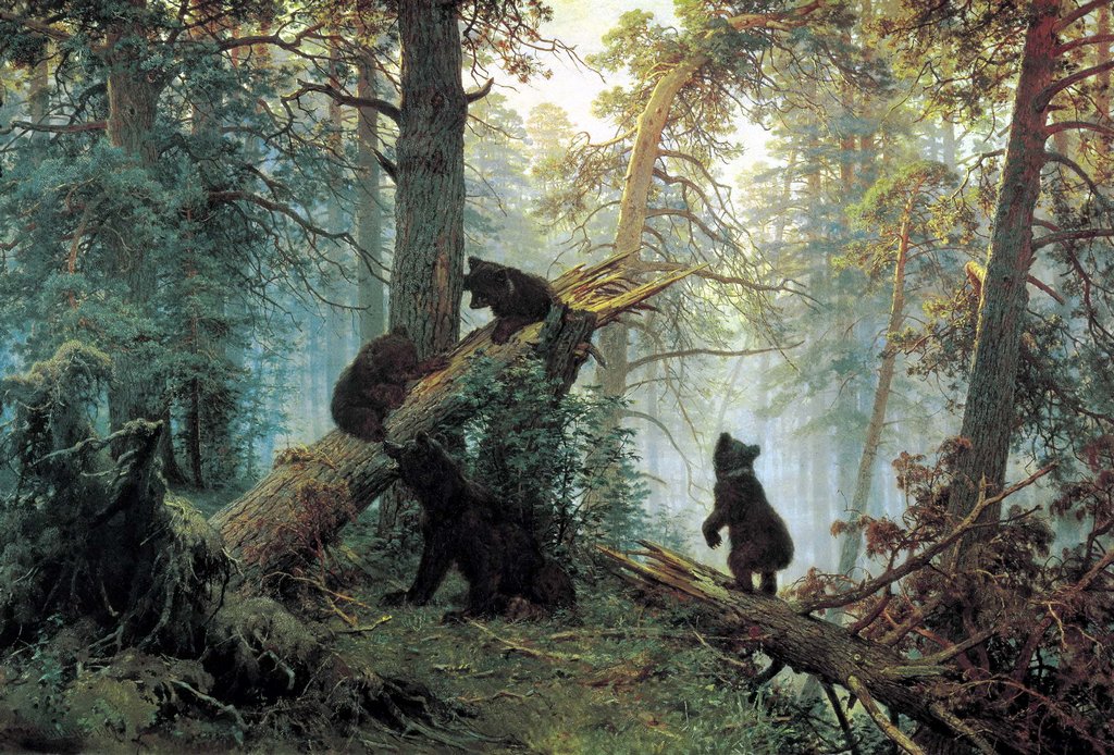 Постер на бумаге 50*70см, И.И. Шишкин "Утро в сосновом лесу" 1889г.