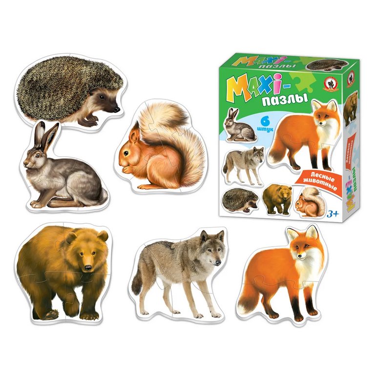 Пазлы MAXI  18 дет. "Лесные животные" Русский стиль