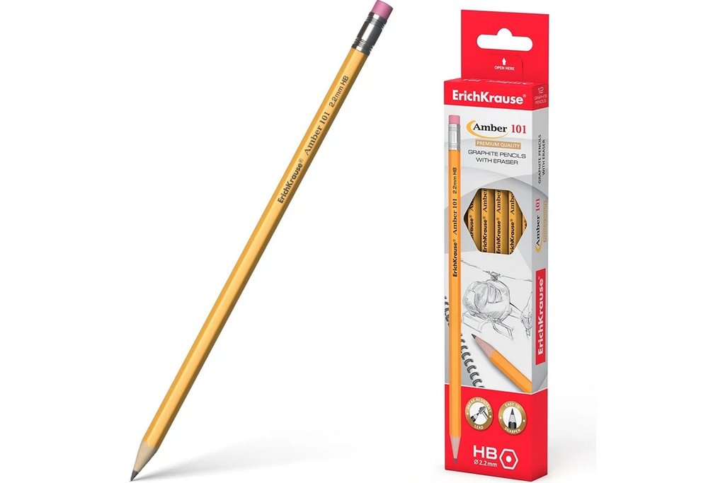 Карандаш ч/г HB ErichKrause Amber с ластиком