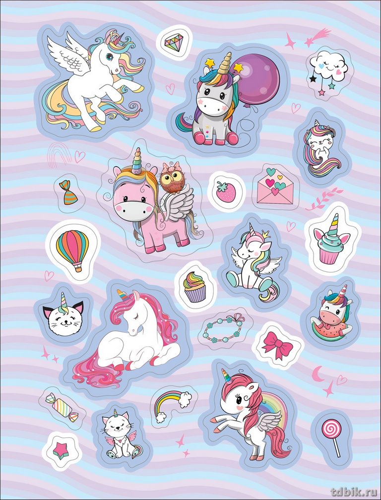 Набор наклеек 100 шт "Единороги" Росмэн