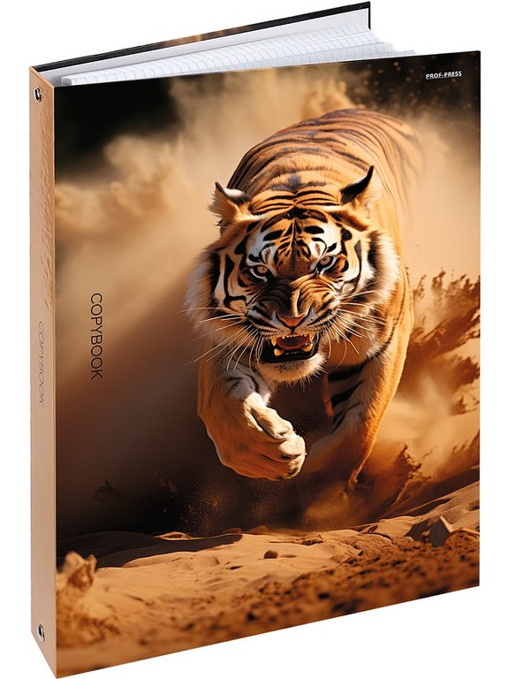 Тетрадь 120 лист кл. А4 на кольцах "ТИГР В ПУСТЫНЕ" тв. обл. Проф-Пресс