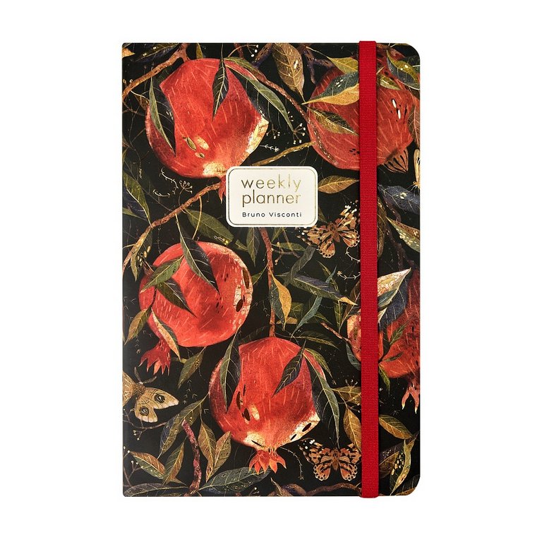 Еженедельник без дат 142*215 мм Bruno Visconti "Flora. Гранат" тв. обл. на резинке
