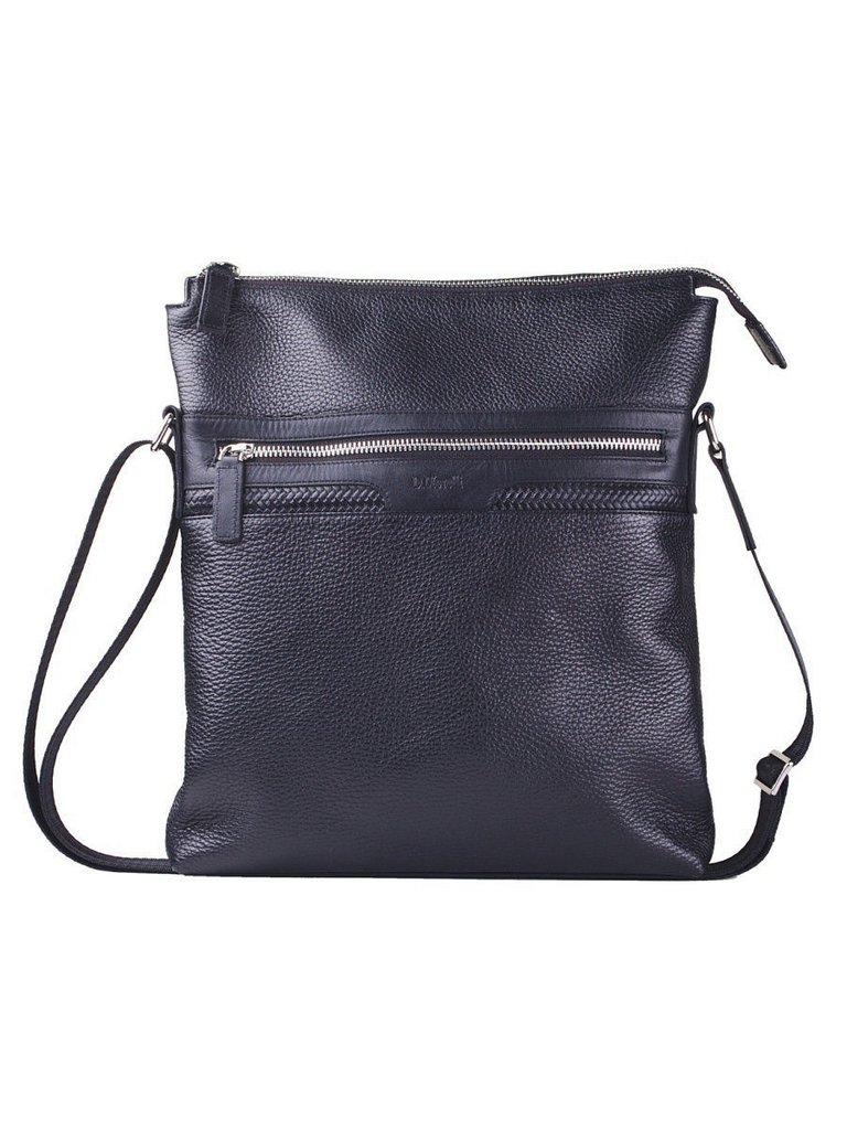 Сумка мужская D.Morelli большая, нат. кожа, на плечевом ремне, фл.черная