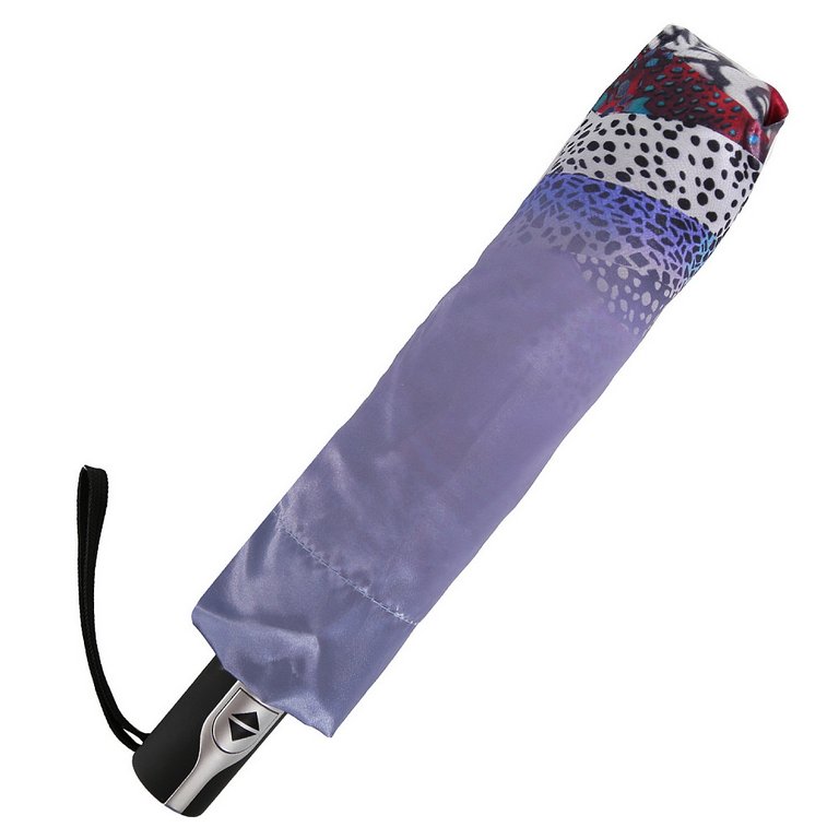 Зонт женский суперавтомат Fabretti, облегченный, 3 сложения, сатин, фиолетовый