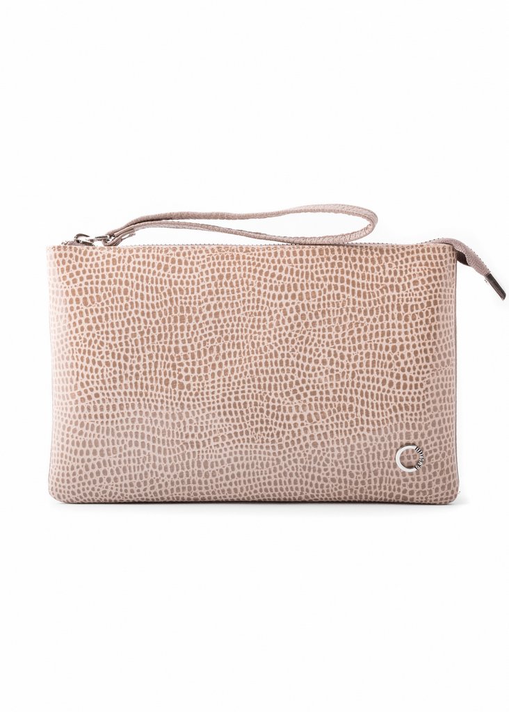 Сумка женская-клатч  D.Morelli , нат. кожа "Варан" бежевая