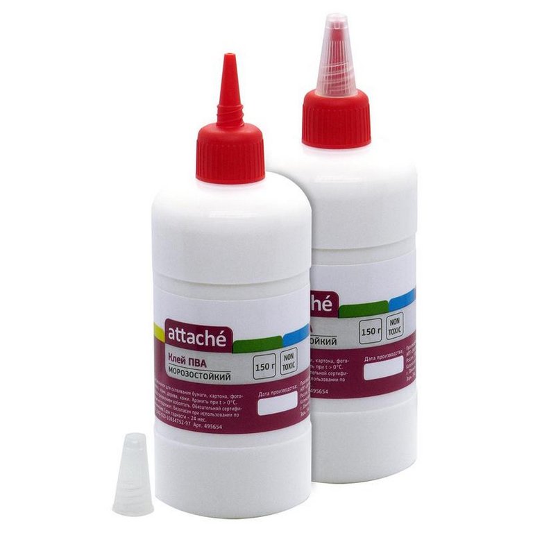 Клей ПВА 150 гр с дозатором Attache, морозоустойчивый