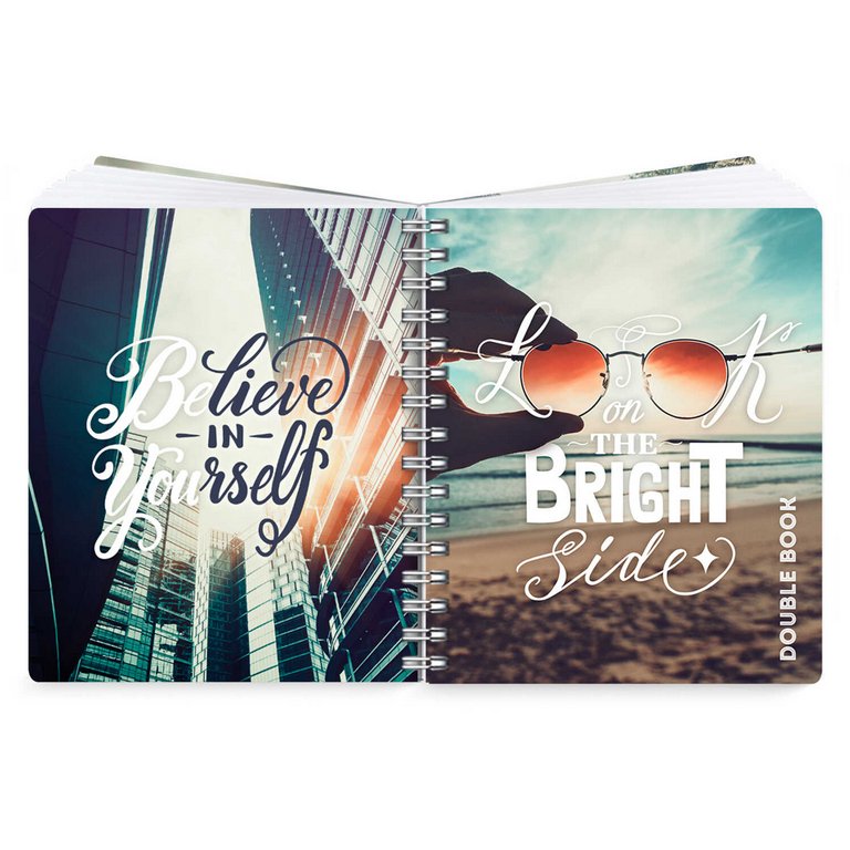 Тетрадь двойная  96 лист кл./лин. А5 на гребне "Double book" ЦИТАТА ДНЯ