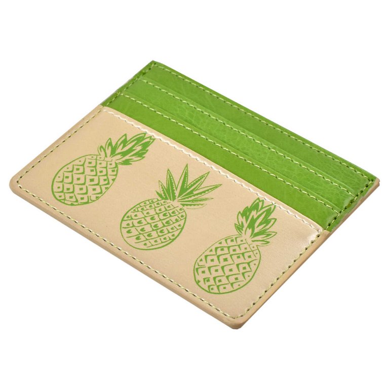 Карман для кредитных, дисконтных карт, пропусков, бежевый/салатовый 6 отделений кожзам