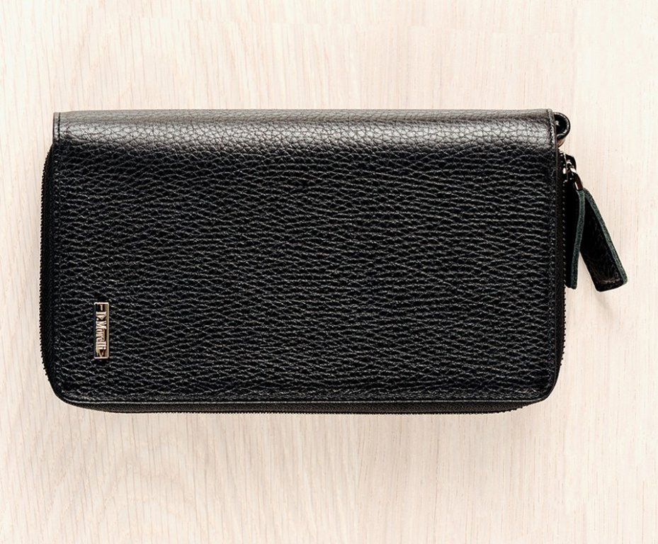 Сумка-органайзер Faetano "TEXAS" нат. кожа, с выдвижной ручкой, черная