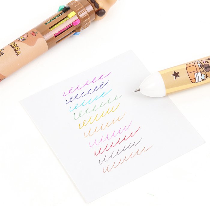 Ручка шариковая сувенирная автомат 10-и цветная "Капибара"