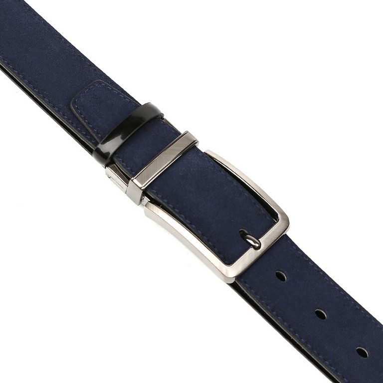 Ремень FABRETTI мужской, натуральная кожа, размер 125, синий/чёрный