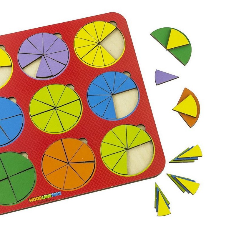 Игра обучающая  Дроби "12 кругов, ур.1" (дерево) WOODLENDTOYS