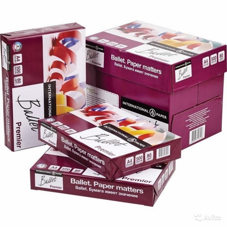 Бумага офисная Ballet Premier А4, 80г/м2, 162+/-3% CIE, 98% ISO,толщ.106мкм, непрозр.93%, 500 л/пач.