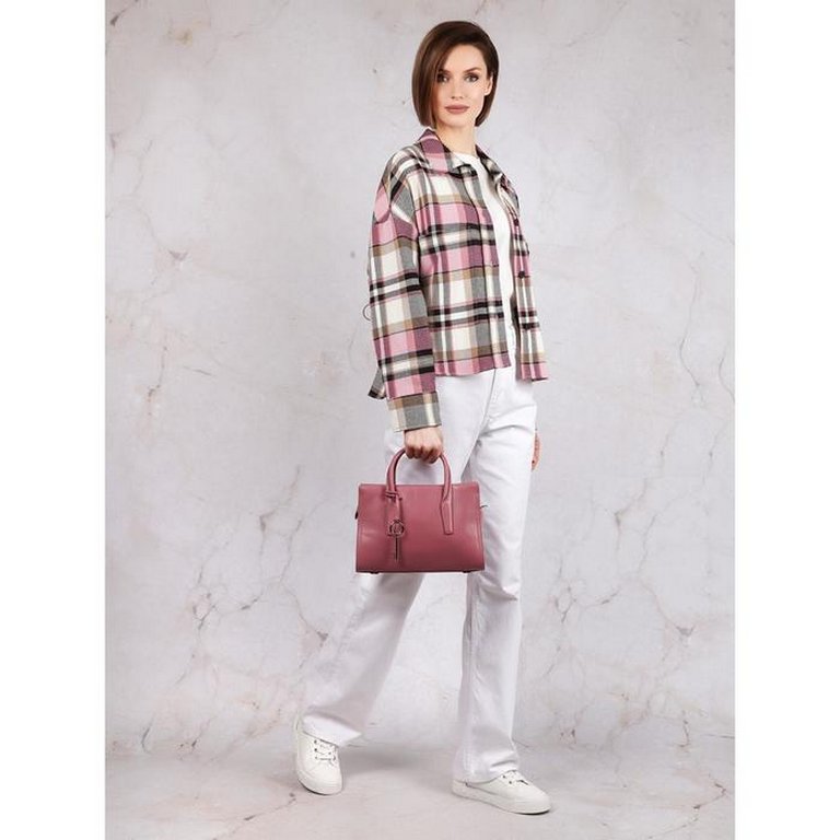 Сумка женская LEO VENTONI 28,5*19,5*14,5см, нат. кожа, розовый