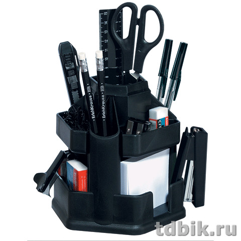 Набор настольный пластик 12 предметов Erich Krause "Офисный" черный, вращающийся