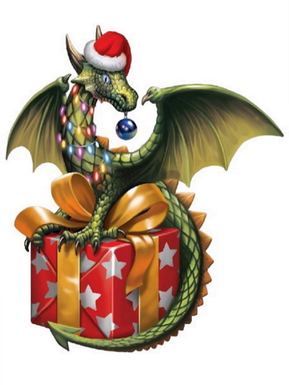 Символ 2024г Магнит "Дракон с подарком", 7х7см