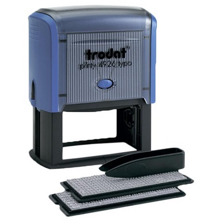 Штамп самонаборный  8 стр 75х38 мм 2 кассы Trodat, корпус синий