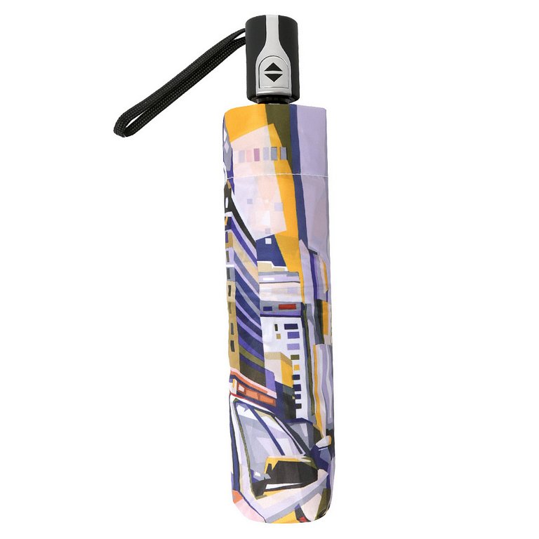 Зонт женский автомат Fabretti, облегченный, 3 сложения, эпонж, серый