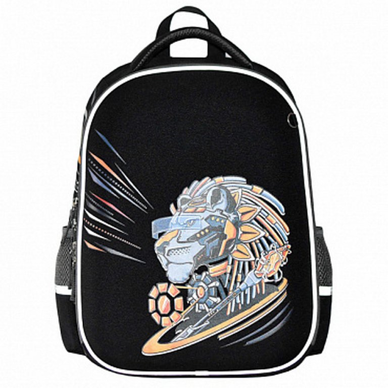 Рюкзак каркасный для мальчика Феникс+ "Кибер лев" 29*39*14 см черный