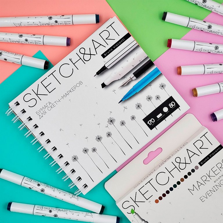 Скетчбук 180*155 мм, 80л. гребень BrunoVisconti "Sketch&Art" бум. белая