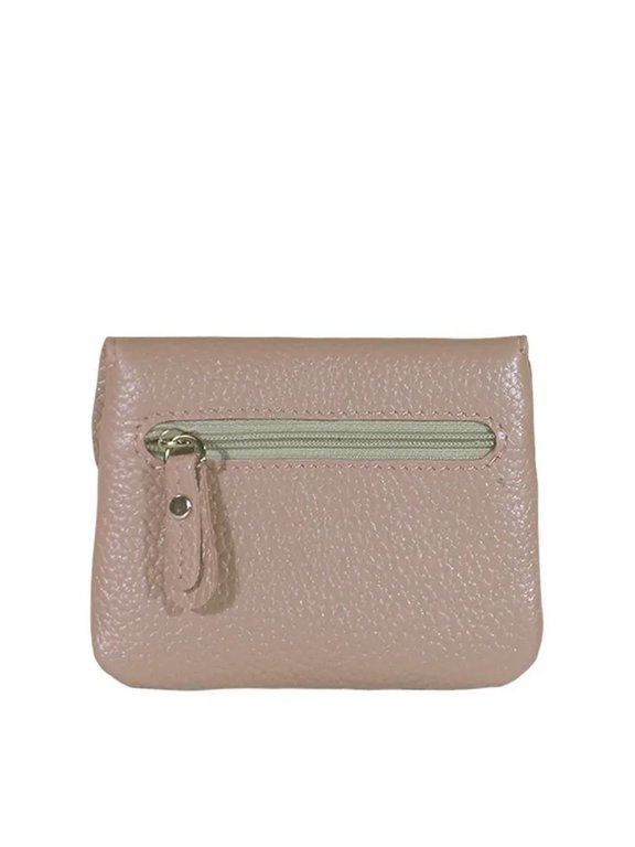 Портмоне D.Morelli женское "Бриенна"  мини, нат.кожа, пепельно/розовый