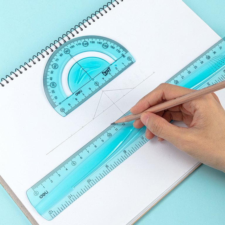 Набор чертежный (набор линеек) 4 пред. (2 треуг., линейка 30см., транспортир) гибкий, Deli