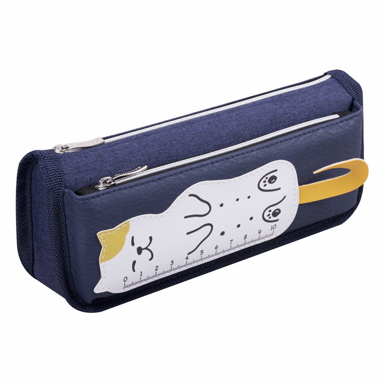 Пенал  для девочки Юнландия "Cats rulel" 21*9*6см, синий