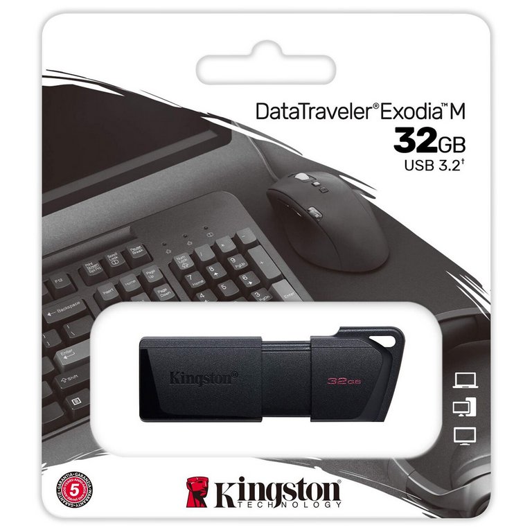 Флеш-диск 32Gb KINGSTON DataTraveler Exodia M, USB 3.2 (черный)
