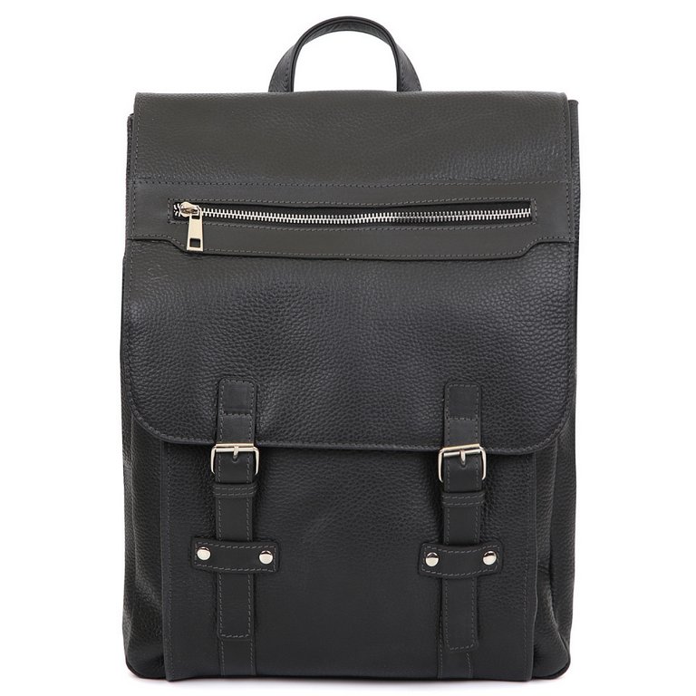 Рюкзак мужской FABRETTI 28*41*11, нат. кожа, черный