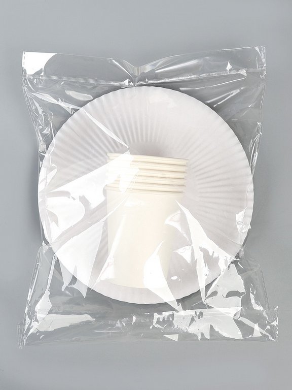 Набор одноразовой посуды картон на 6 персон "Белый"