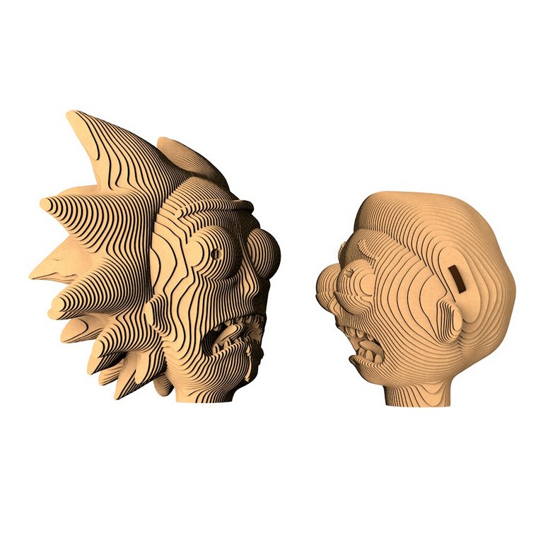 Сборная модель из гофрокартона "Рик и Морти" h=15 см, 11см, 204 дет, 6+, 5cult