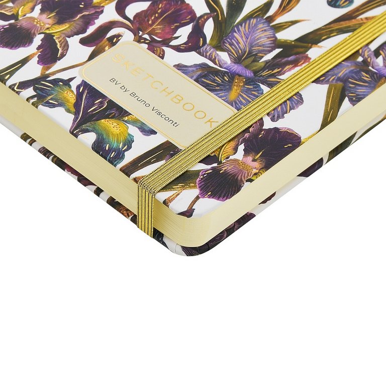 Скетчбук 213*146 мм, 100л.,тв. обл. на ризинке, бежевый блок "Flora. Ирисы"