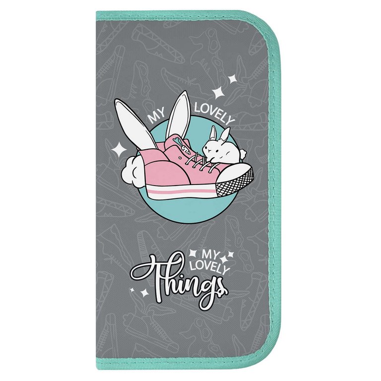 Пенал 1 отд. для девочки Феникс+ "Кеды с кроликом" 10x20x2,5 см (ткань)