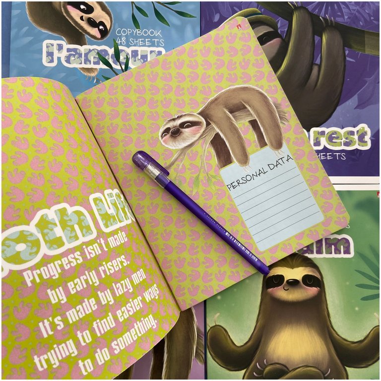 Тетрадь 48 лист кл. А5 на скрепке "КАРИБСКИЕ ЛЕНИВЦЫ" 5 видов