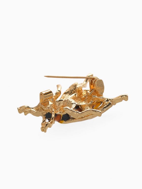 Брошь металл "Оса" глянцевая в золоте