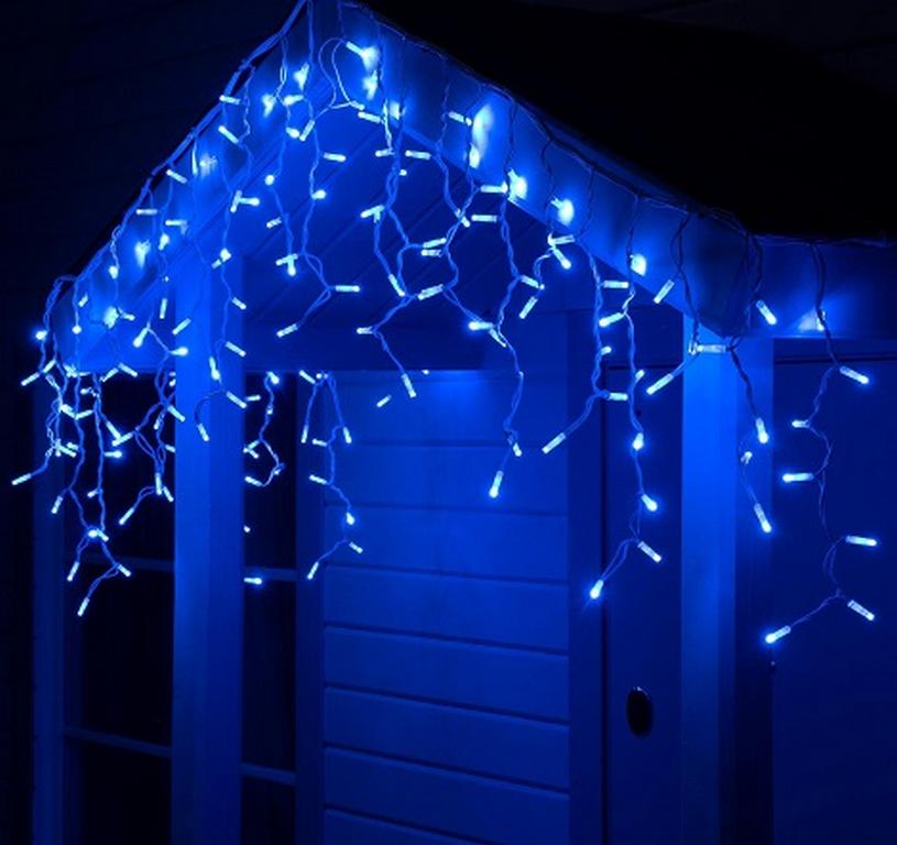 Гирлянда уличная Бахрома  3*0,6м, 160 синих ламп, белая нить (монтаж до -10°С)