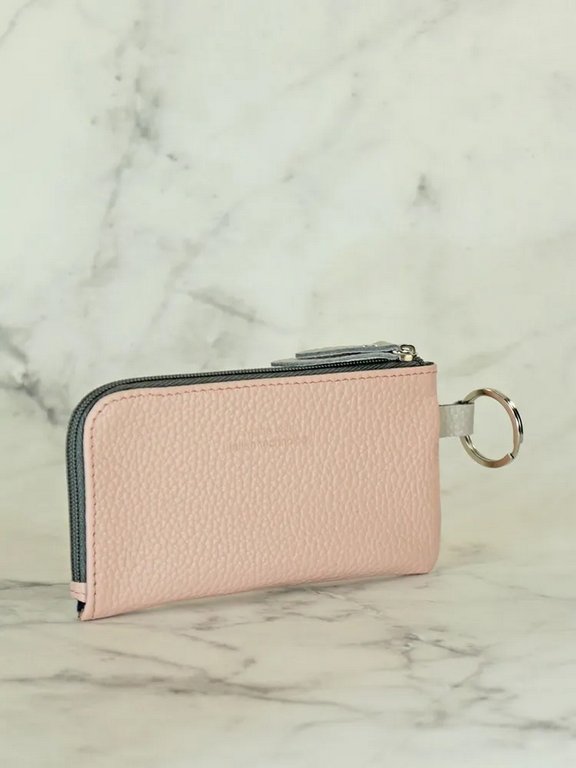 Футляр для ключей  D.Morelli "Мистраль" из нат.кожи, на молнии, пепельно/розовый