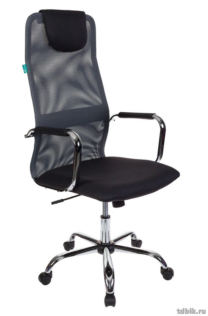 Кресло руководителя Бюрократ KB-9N/DG/TW-12  (ткань сетка крестовина хром, цв. темн.серый)