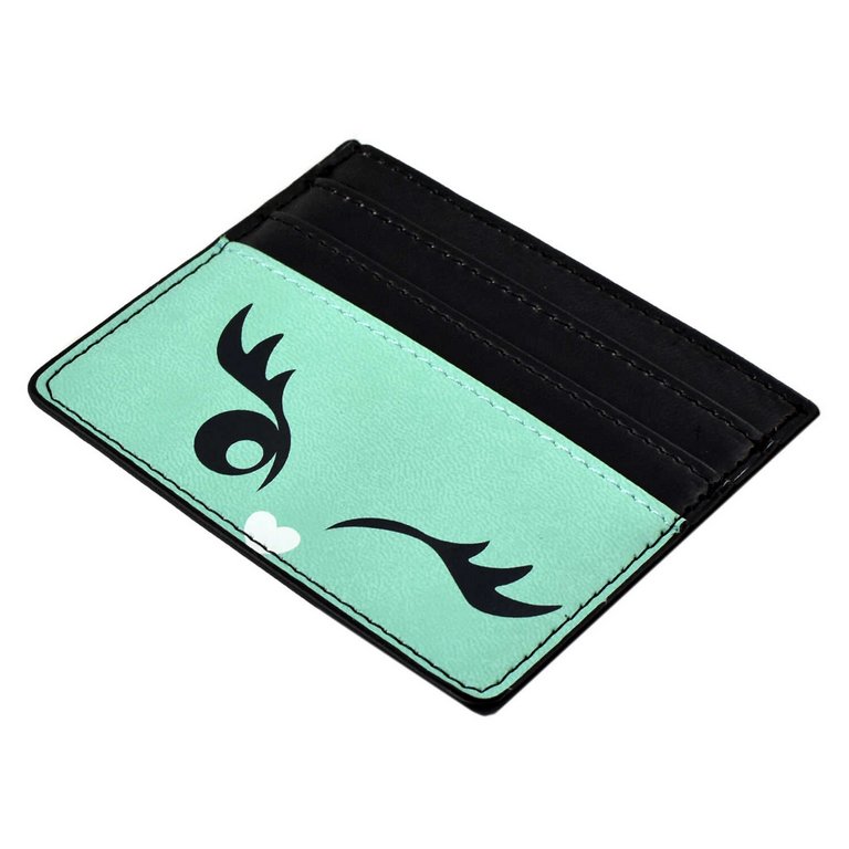 Карман для кредитных, дисконтных карт, пропусков, бирюзовый/чёрный 6 отделений кожзам