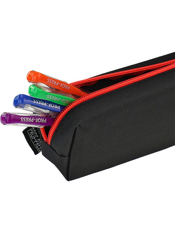 Пенал  универсальный Prof-Press "Чёрный с коралловым" 200*50*50 мм (ткань)