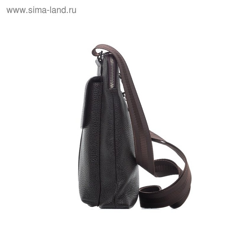 Сумка мужская D.Morelli малая, нат. кожа, с карманом, фл.коричн.