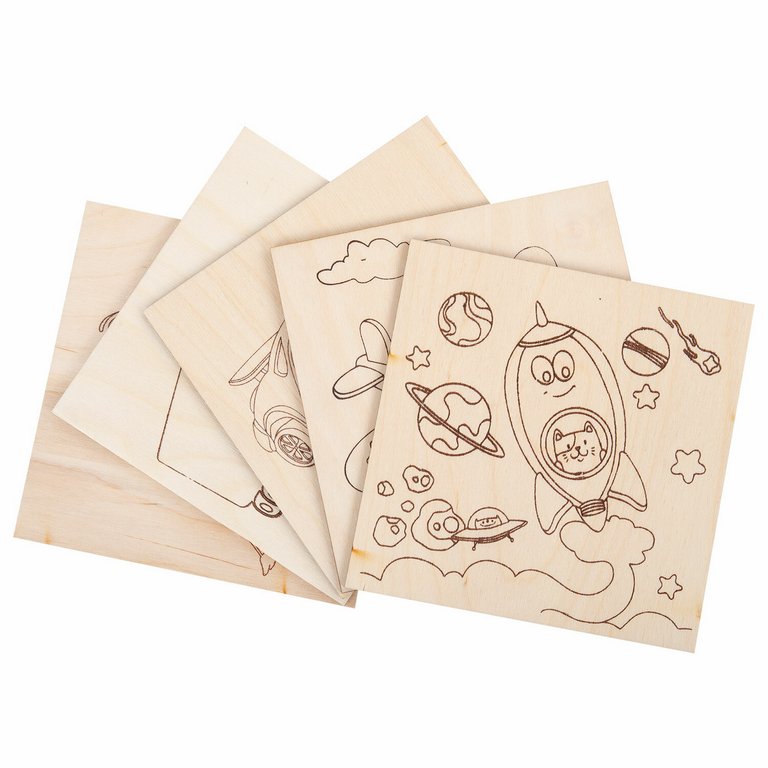 Выжигание "Транспорт" 15*15 см, 5+ BRAUBERG (5 панно 10 рисунков)