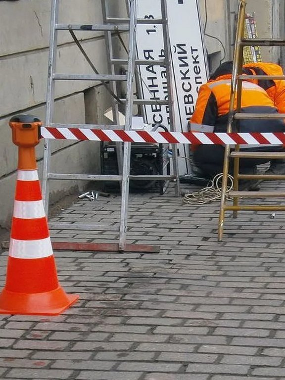 Лента сигнальная для разметки ПВХ красно-белая 50мм*50м UNIBOB, 150 мкм