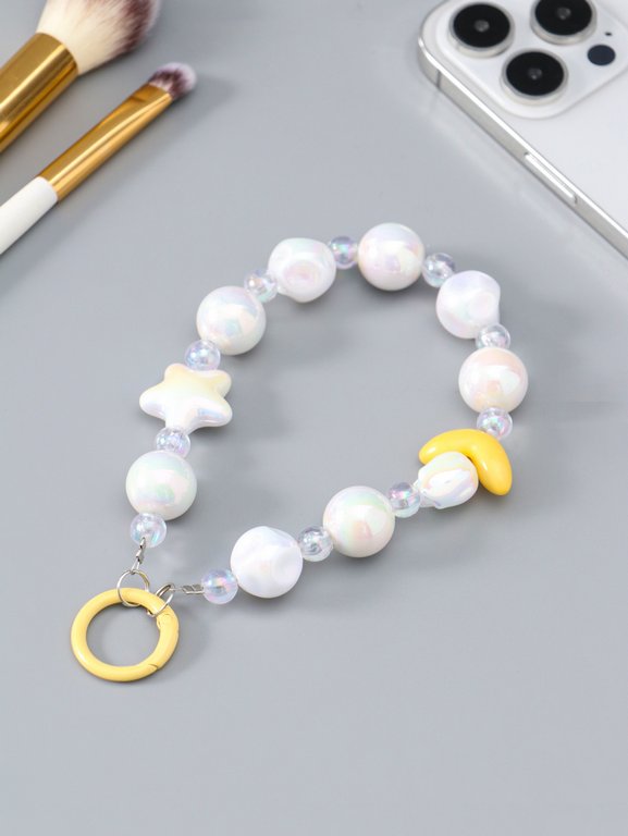 Брелок "Тюльпаны и звёзды" жёлто-перламутровый, 11*4*1,5 см