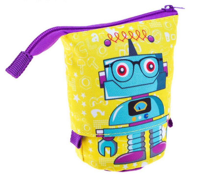 Пенал  для мальчика  настольный вертикальный Проф-Пресс "Робот в очках" ткань