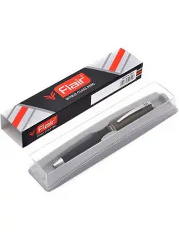 Ручка шариковая Flair "Voyager" подар.футл., корпус коричневый с черн метал., синяя 0,7 мм