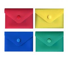 Папка-конверт на кнопке А7 (105x74 мм) пластик 0,18 мм, непрозр. цв.ассорти deVENTE