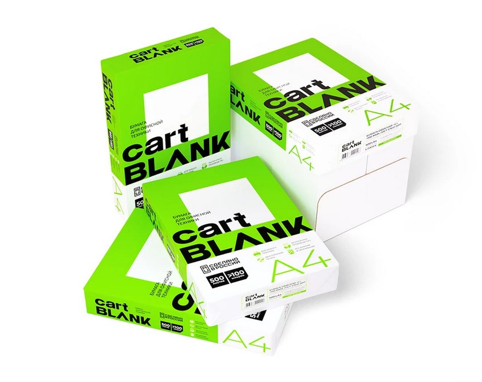 Бумага офисная Cartblank А4, 80 г/м2, 146% CIE, 91% ISO,толщ. 106 мкм, 500 л/пач.